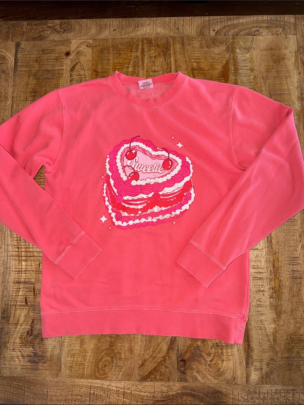 Sweetie Heart Graphic Crewneck Sweatshirt - Bright Pink